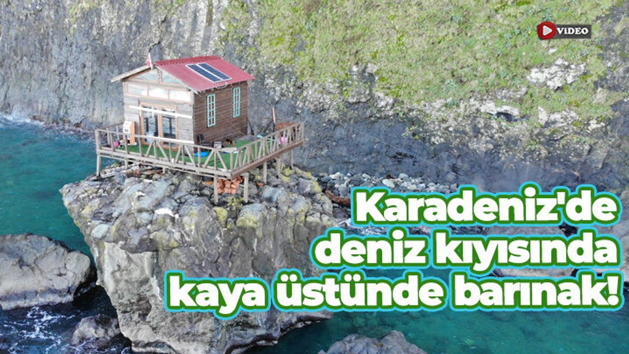 Karadeniz'de deniz kıyısında kaya üstünde barınak!