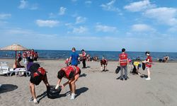 Günde 2 ton çöp toplanan sahili gönüllü olarak temizlediler