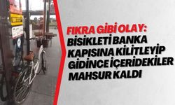 Fıkra gibi olay: Bisikleti banka kapısına kilitleyip gidince içeridekiler mahsur kaldı