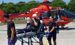 Samsun'da Kafasına Harç Makinesi Çarpan Şahıs Ambulans Helikopterle Hastaneye Sevk Edildi