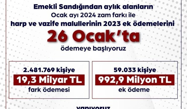 Emekli Sandığından aylık alanların ilk ödemeleri 26 Ocak’ta