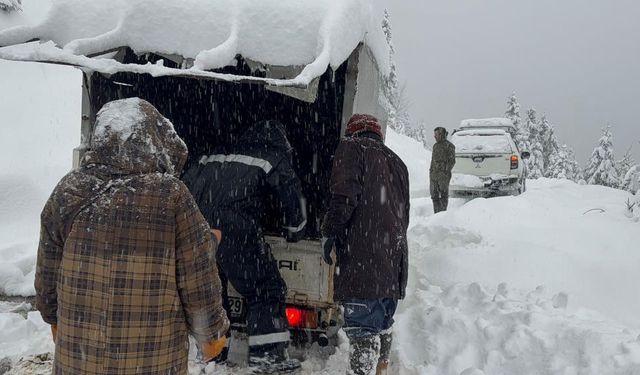 Rize'de kar nedeniyle yaylalarda mahsur kalan yaylacılar hayvanları ile birlikte kurtarıldı