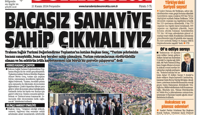 Karadeniz'de Sonnokta Gazetesi 21.11.2024 Manşeti