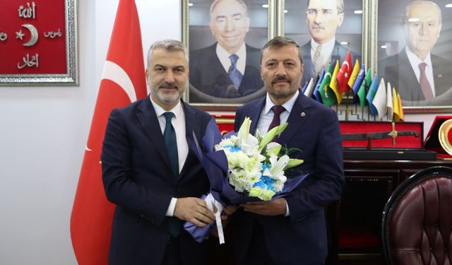 BAŞKAN MUMCU’DAN MHP İL BAŞKANI HACISALİHOĞLU’NA HAYIRLI OLSUN ZİYARETİ