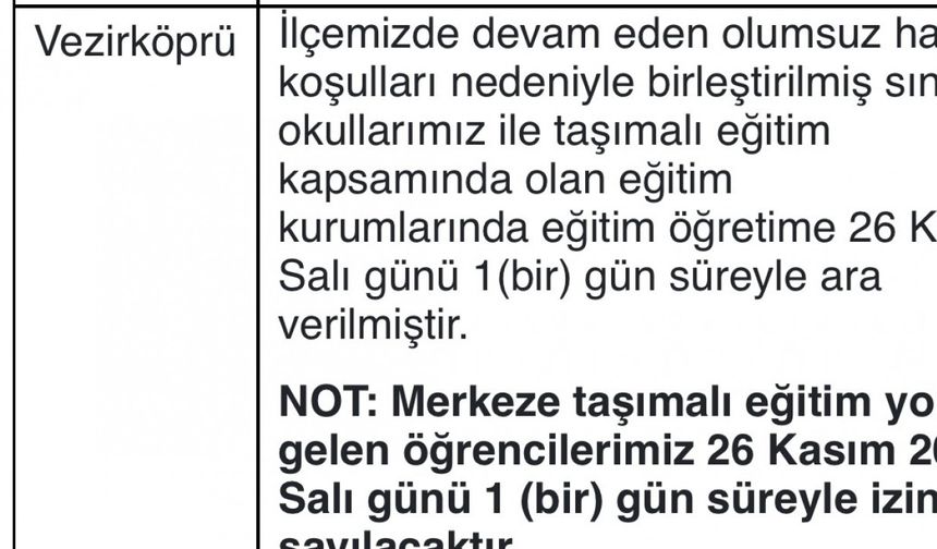 Samsun’da eğitime kar engeli