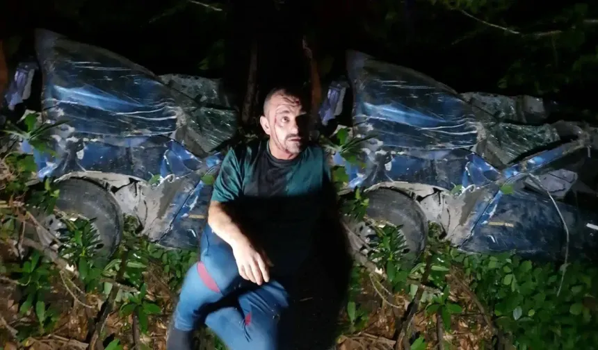 Köprübaşı’nda Uçuruma Yuvarlanan Araçtan Mucize Kurtuluş