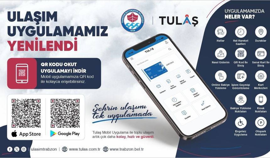 “Trabzon Ulaşım” Uygulamasını Güncelledi