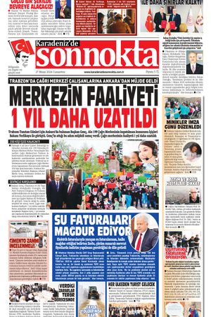 Karadeniz'de Sonnokta Gazetesi - 27.04.2024 Manşeti