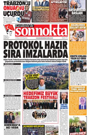 Karadeniz'de Sonnokta Gazetesi - 29.04.2024 Manşeti