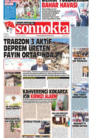 Karadeniz'de Sonnokta Gazetesi - 21.04.2024 Manşeti