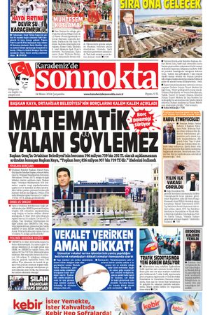 Karadeniz'de Sonnokta Gazetesi - 24.04.2024 Manşeti