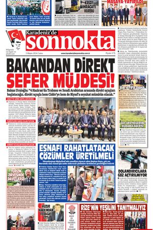Karadeniz'de Sonnokta Gazetesi - 03.05.2024 Manşeti