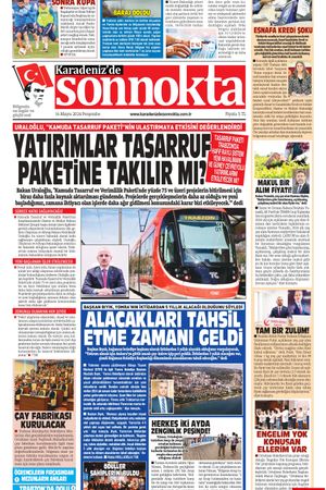 Karadeniz'de Sonnokta Gazetesi - 16.05.2024 Manşeti