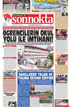Karadeniz'de Sonnokta Gazetesi - 18.05.2024 Manşeti
