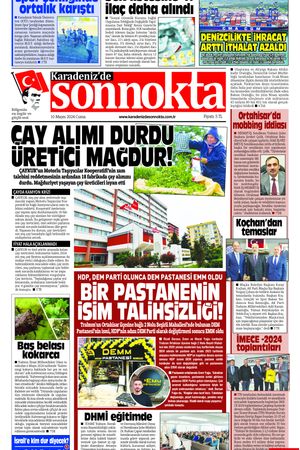 Karadeniz'de Sonnokta Gazetesi - 10.05.2024 Manşeti
