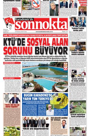 Karadeniz'de Sonnokta Gazetesi - 19.07.2024 Manşeti