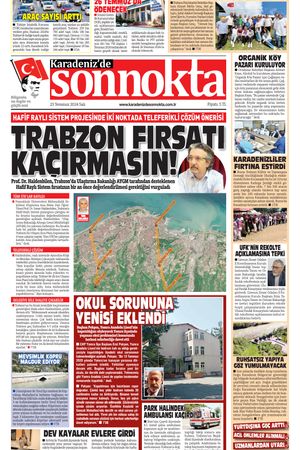 Karadeniz'de Sonnokta Gazetesi - 23.07.2024 Manşeti