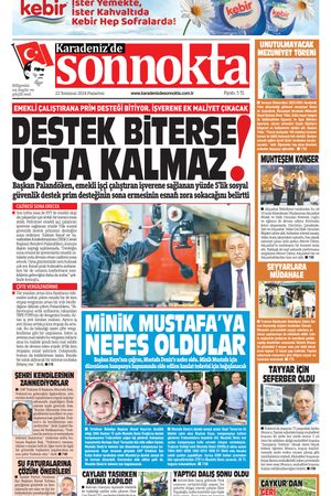 Karadeniz'de Sonnokta Gazetesi - 22.07.2024 Manşeti