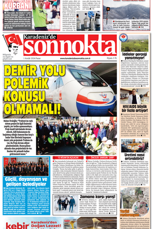 Karadeniz'de Sonnokta Gazetesi 1.12.2024 Manşeti