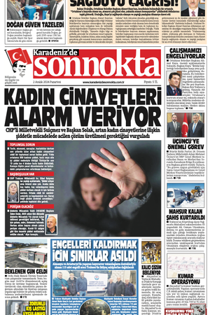 Karadeniz'de Sonnokta Gazetesi 2.12.2024 Manşeti