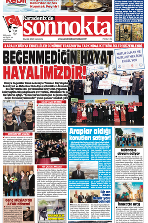 Karadeniz'de Sonnokta Gazetesi 4.12.2024 Manşeti