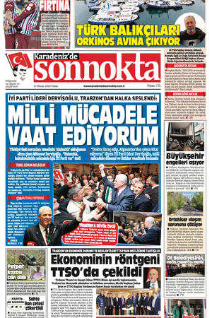 Karadeniz'de Sonnokta Gazete 27.4.2025 Manşet