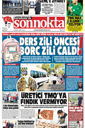 Karadeniz'de Sonnokta Gazete 29.8.2025 Manşet