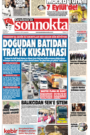 Karadeniz'de Sonnokta Gazete 27.8.2025 Manşet