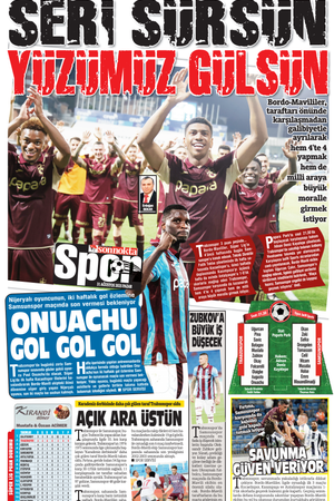 Karadeniz'de Sonnokta Gazete 31.8.2025 Manşet