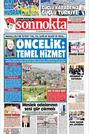 Karadeniz'de Sonnokta Gazete 15.02.2026 Manşet